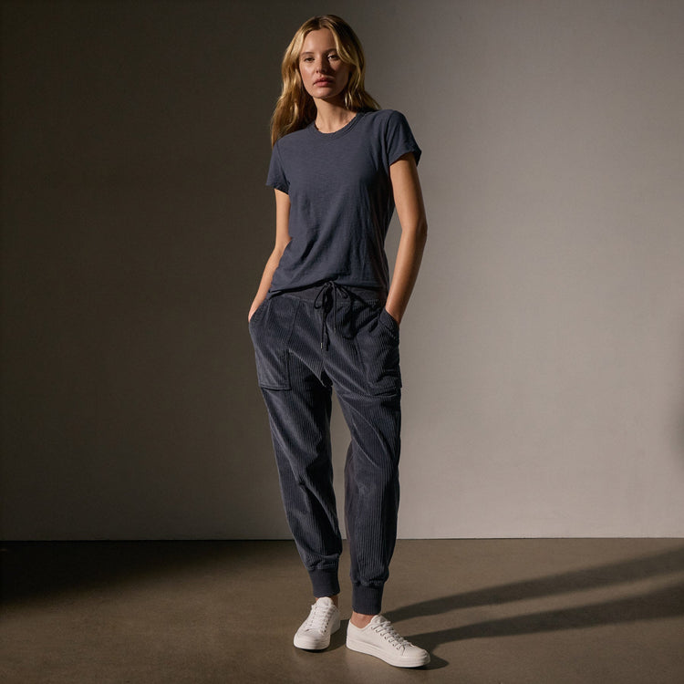 Sheer Slub Crew Neck Tee in Blue Noir | James Perse Los Angeles