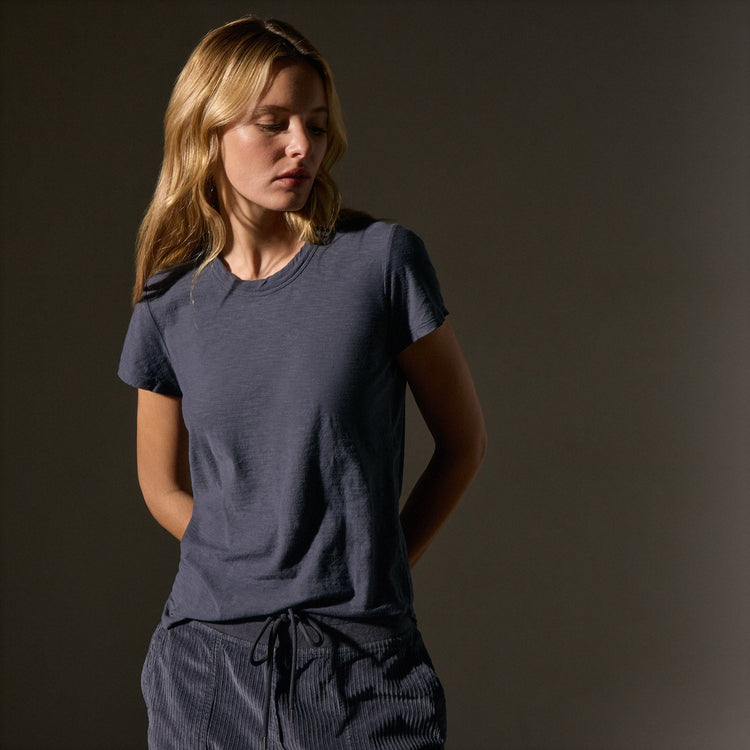 Sheer Slub Crew Neck Tee in Blue Noir | James Perse Los Angeles