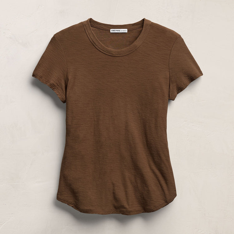 Sheer Slub Crew Neck Tee in Cocoa | James Perse Los Angeles