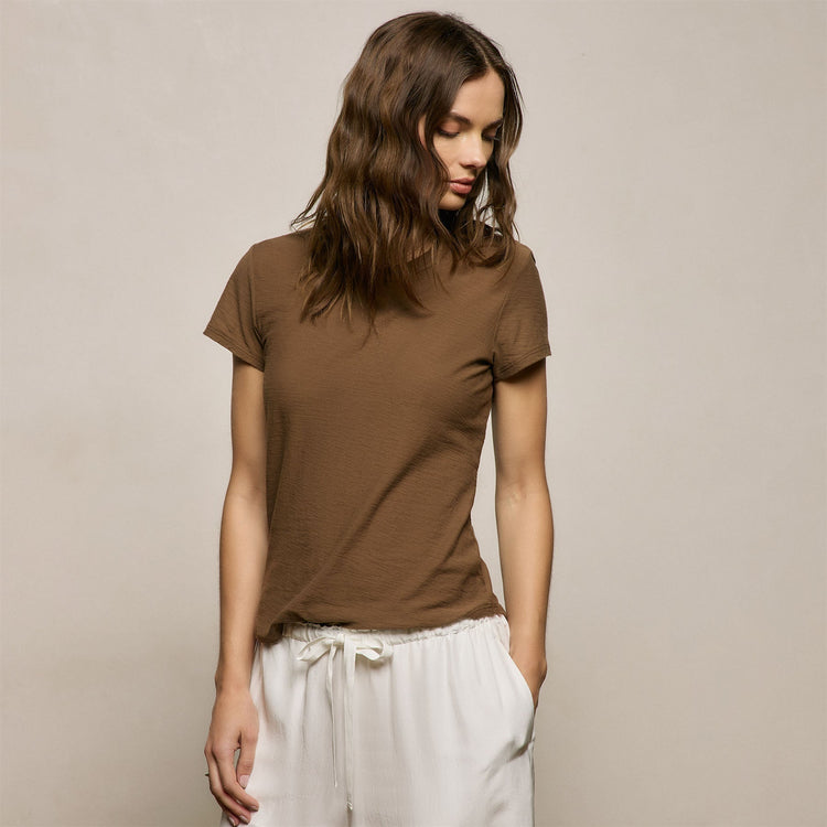 Sheer Slub Crew Neck Tee in Cocoa | James Perse Los Angeles