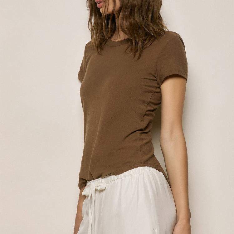Sheer Slub Crew Neck Tee in Cocoa | James Perse Los Angeles