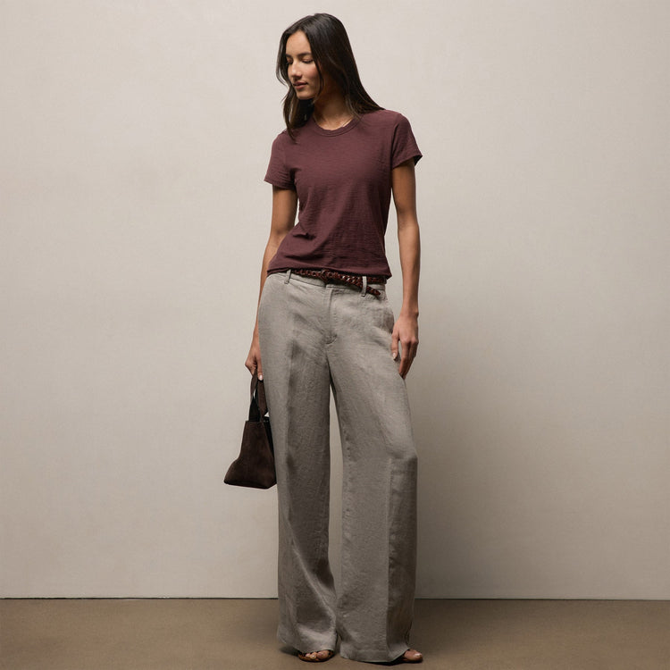 Sheer Slub Crew Neck Tee in Dark Plum | James Perse Los Angeles