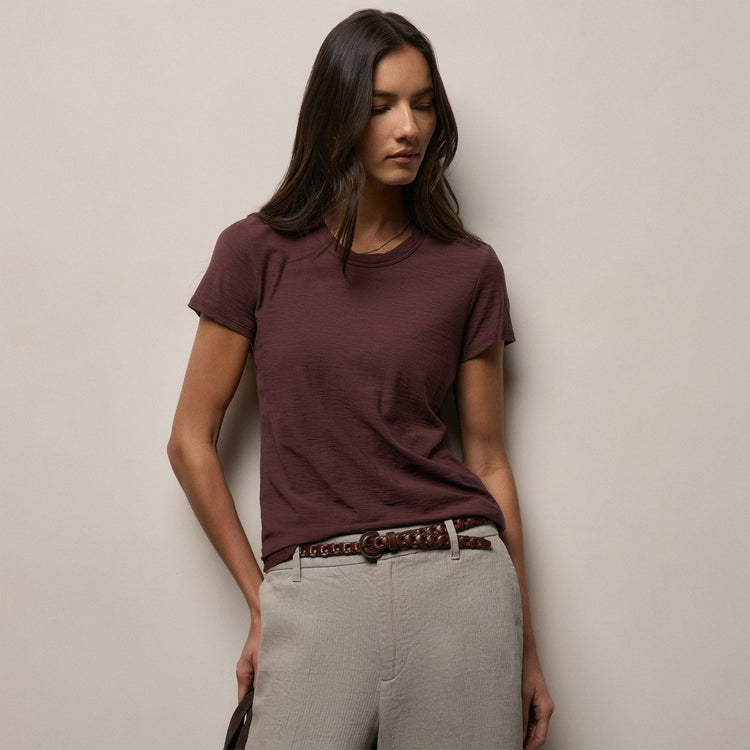Sheer Slub Crew Neck Tee in Dark Plum | James Perse Los Angeles