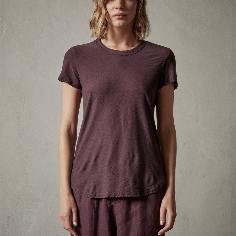 Sheer Slub Crew Neck Tee in Eggplant | James Perse Los Angeles