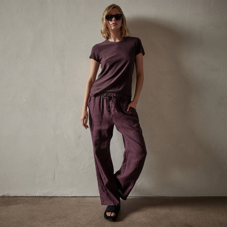 Sheer Slub Crew Neck Tee in Eggplant | James Perse Los Angeles