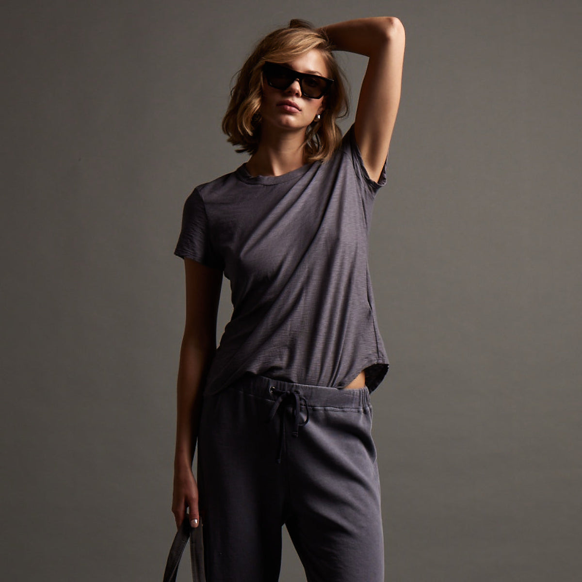 Sheer Slub Crew Neck Tee in Flannel | James Perse Los Angeles