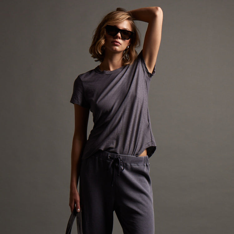 Sheer Slub Crew Neck Tee in Flannel | James Perse Los Angeles
