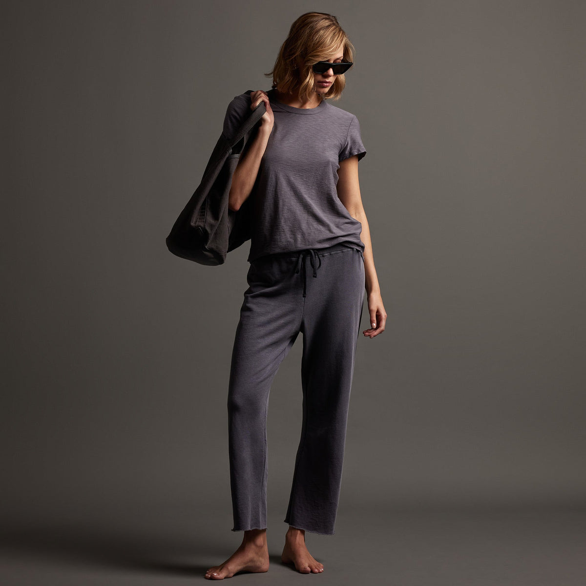 Sheer Slub Crew Neck Tee in Flannel | James Perse Los Angeles