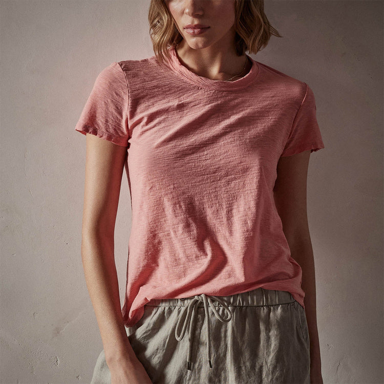 Sheer Slub Crew Neck Tee in Flamingo | James Perse Los Angeles