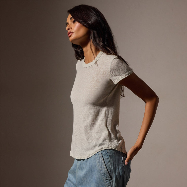 Sheer Slub Crew Neck Tee in Frost | James Perse Los Angeles