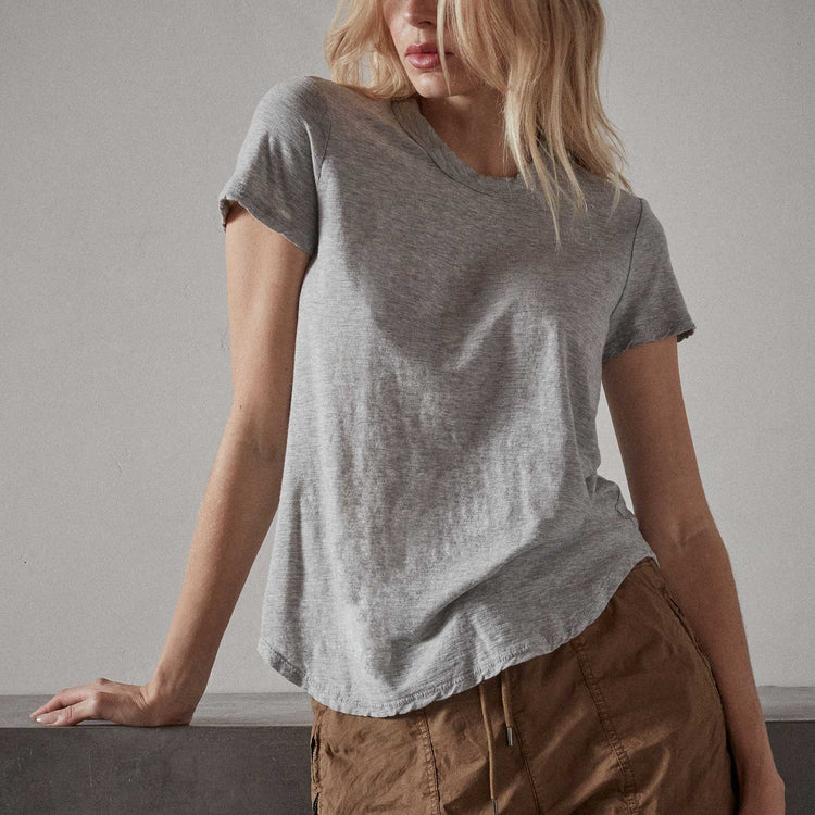 Sheer Slub Crew Neck Tee - Heather Grey | James Perse Los Angeles