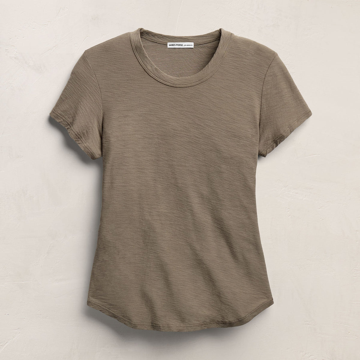 Sheer Slub Crew Neck Tee in Light Olive | James Perse Los Angeles