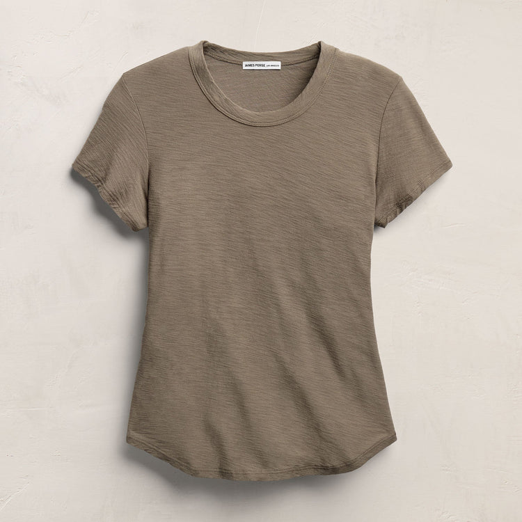 Sheer Slub Crew Neck Tee in Light Olive | James Perse Los Angeles
