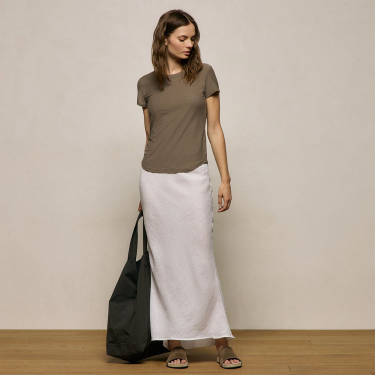 Sheer Slub Crew Neck Tee in Light Olive | James Perse Los Angeles