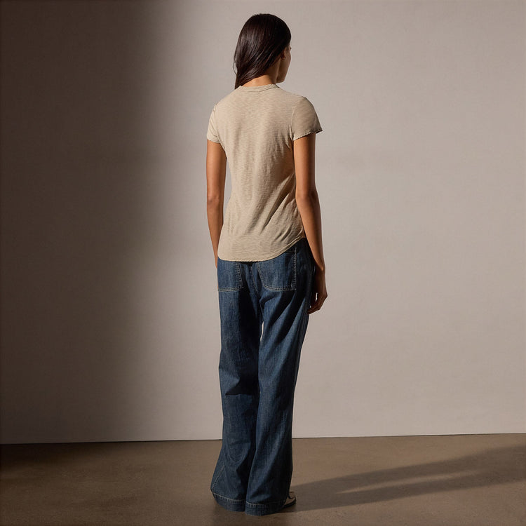 Sheer Slub Crew Neck Tee in Light Tan | James Perse Los Angeles