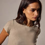 Sheer Slub Crew Neck Tee in Light Tan | James Perse Los Angeles