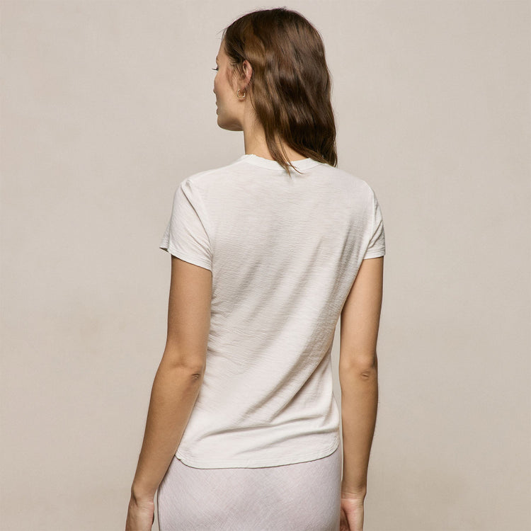 Sheer Slub Crew Neck Tee in Off White | James Perse Los Angeles