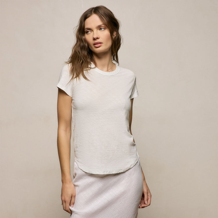 Sheer Slub Crew Neck Tee in Off White | James Perse Los Angeles