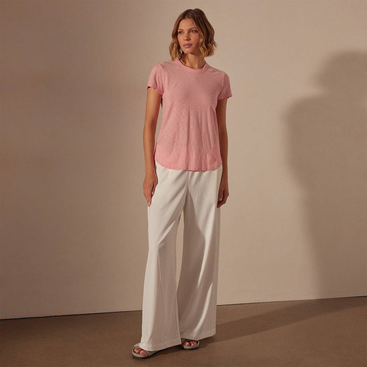 Sheer Slub Crew Neck Tee in Peony | James Perse Los Angeles