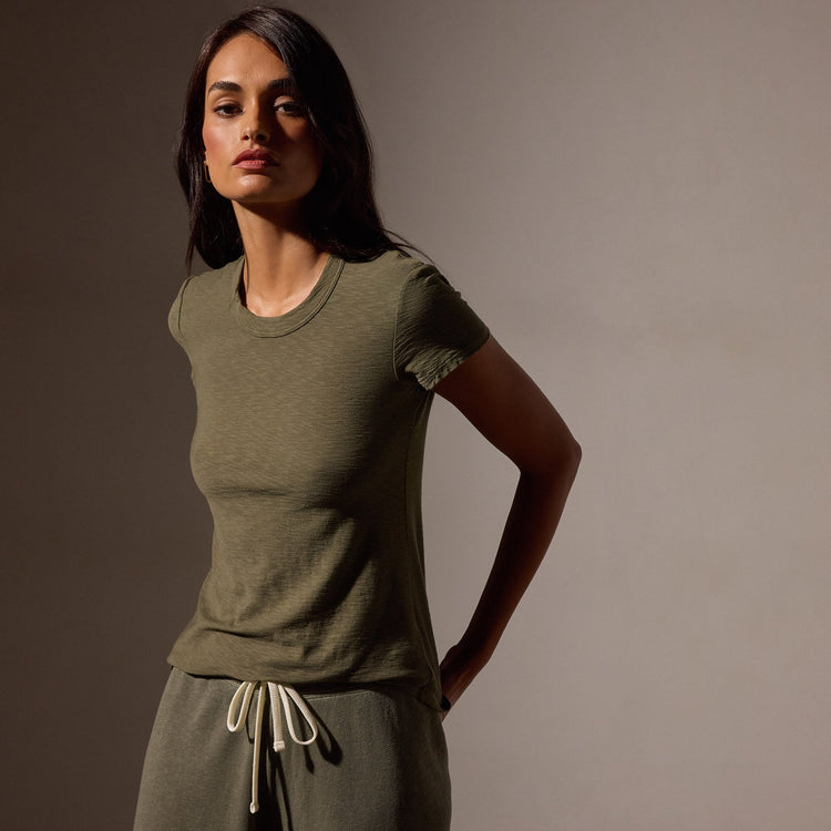 Sheer Slub Crew Neck Tee in Trooper | James Perse Los Angeles