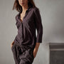 Sheer Slub Side Panel Shirt in Black Cherry | James Perse Los Angeles