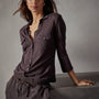 Sheer Slub Side Panel Shirt in Black Cherry | James Perse Los Angeles