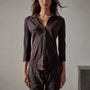 Sheer Slub Side Panel Shirt in Black Cherry | James Perse Los Angeles