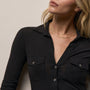 Sheer Slub Side Panel Shirt in Black | James Perse Los Angeles