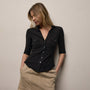 Sheer Slub Side Panel Shirt in Black | James Perse Los Angeles