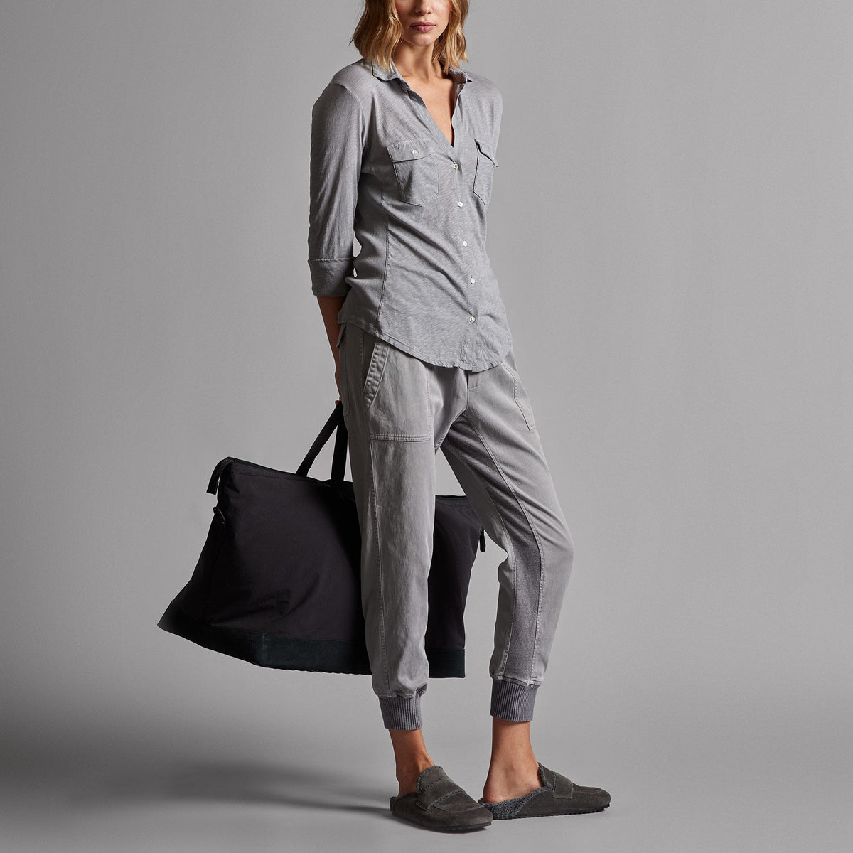 Sheer Slub Side Panel Shirt in Breeze | James Perse Los Angeles