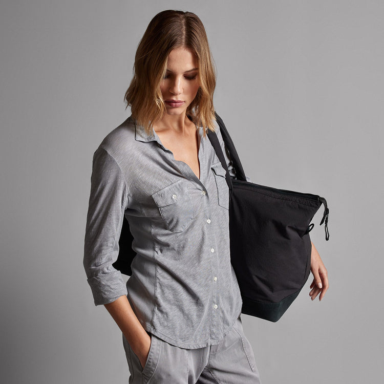 Sheer Slub Side Panel Shirt in Breeze | James Perse Los Angeles