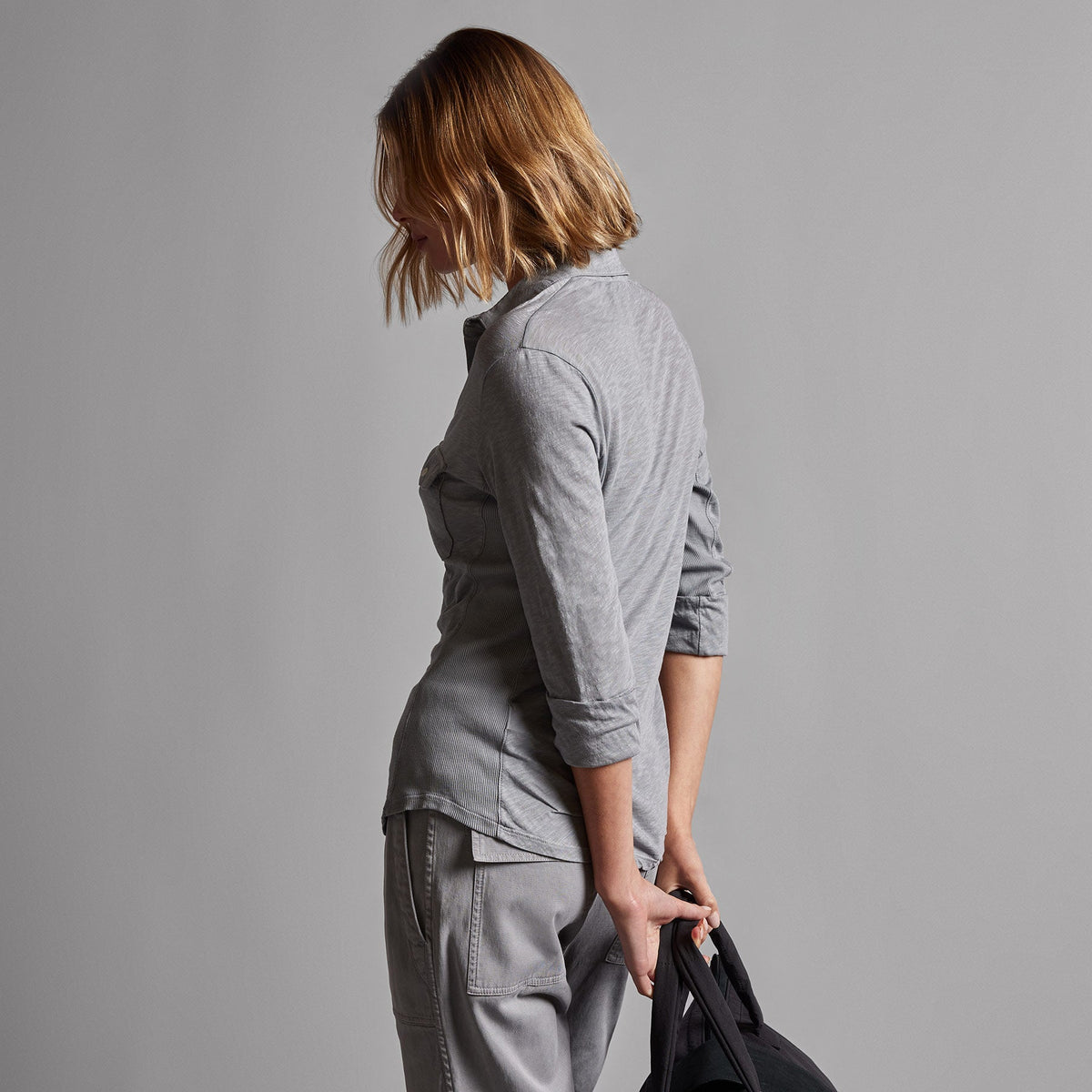 Sheer Slub Side Panel Shirt in Breeze | James Perse Los Angeles