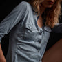 Sheer Slub Side Panel Shirt in Bluestone | James Perse Los Angeles