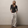 Sheer Slub Side Panel Shirt in Carbon | James Perse Los Angeles