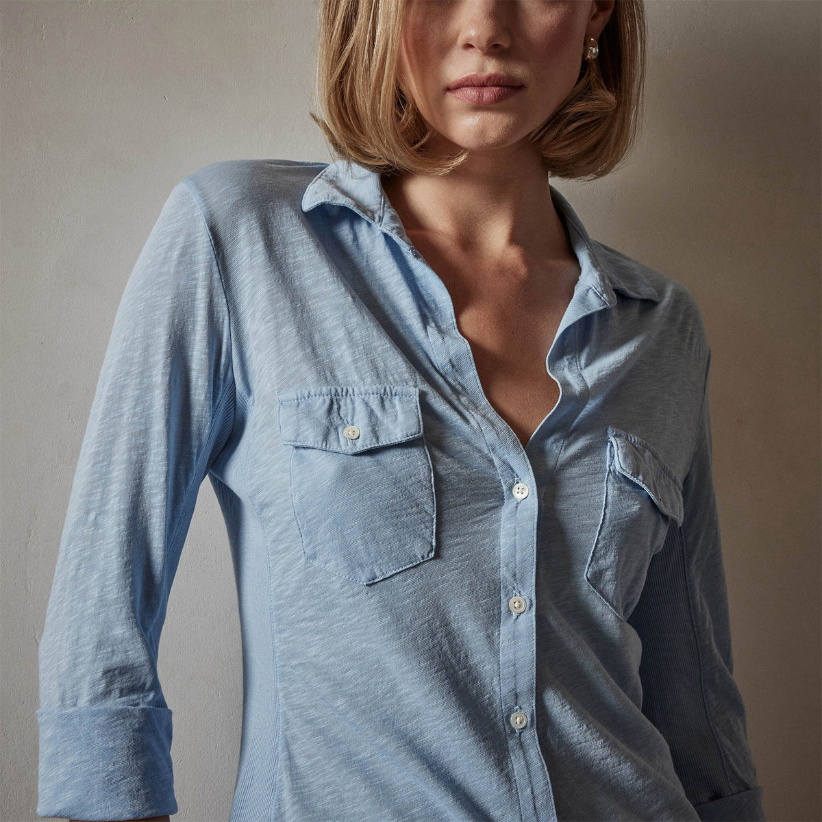 Sheer Slub Side Panel Shirt in Delta | James Perse Los Angeles