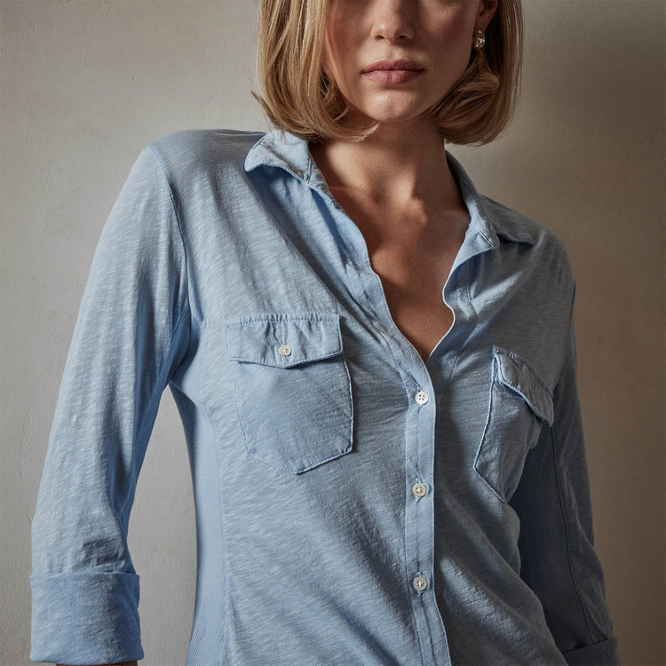Sheer Slub Side Panel Shirt in Delta | James Perse Los Angeles
