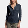 Sheer Slub Side Panel Shirt in French Navy | James Perse Los Angeles