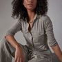 Sheer Slub Side Panel Shirt - Fume | James Perse Los Angeles