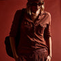 Sheer Slub Side Panel Shirt in Goji | James Perse Los Angeles