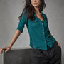 Sheer Slub Side Panel Shirt in Jewel | James Perse Los Angeles