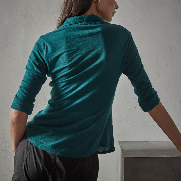 Sheer Slub Side Panel Shirt in Jewel | James Perse Los Angeles