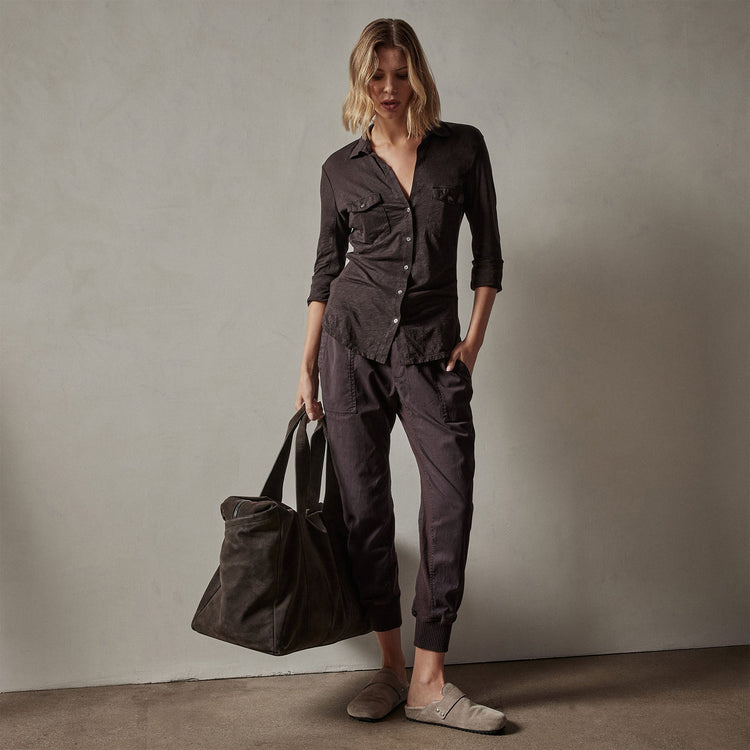 Sheer Slub Side Panel Shirt in Kona | James Perse Los Angeles