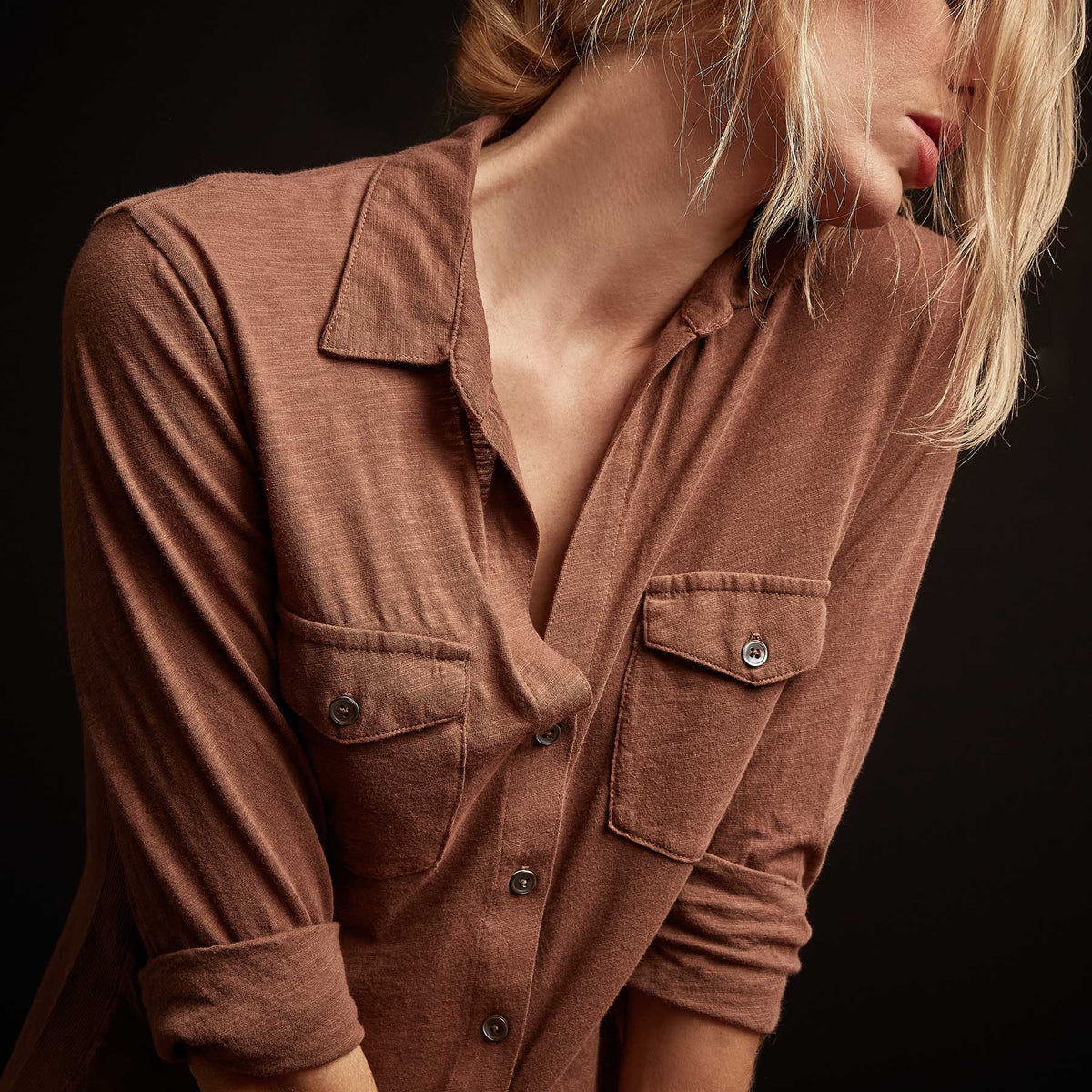 Sheer Slub Side Panel Shirt - Malt | James Perse Los Angeles