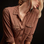 Sheer Slub Side Panel Shirt - Malt | James Perse Los Angeles