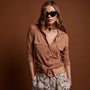 Sheer Slub Side Panel Shirt in Nutmeg | James Perse Los Angeles