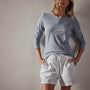 Sheer Slub Long Sleeve Crew in Aura | James Perse Los Angeles 