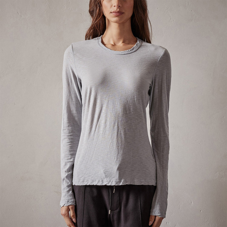 Sheer Slub Long Sleeve Crew in Blue Fog | James Perse Los Angeles