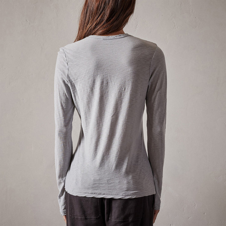 Sheer Slub Long Sleeve Crew in Blue Fog | James Perse Los Angeles