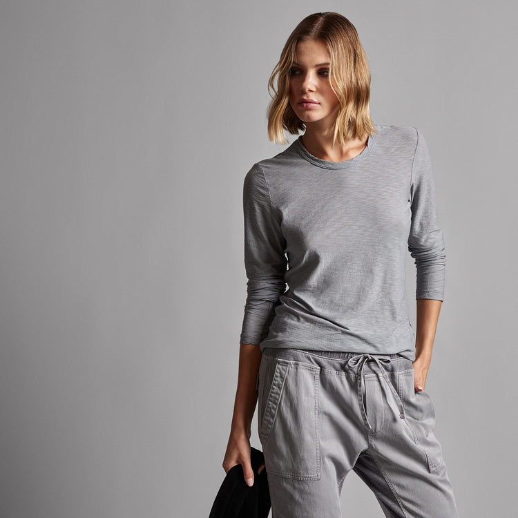 Sheer Slub Long Sleeve Crew in Breeze | James Perse Los Angeles