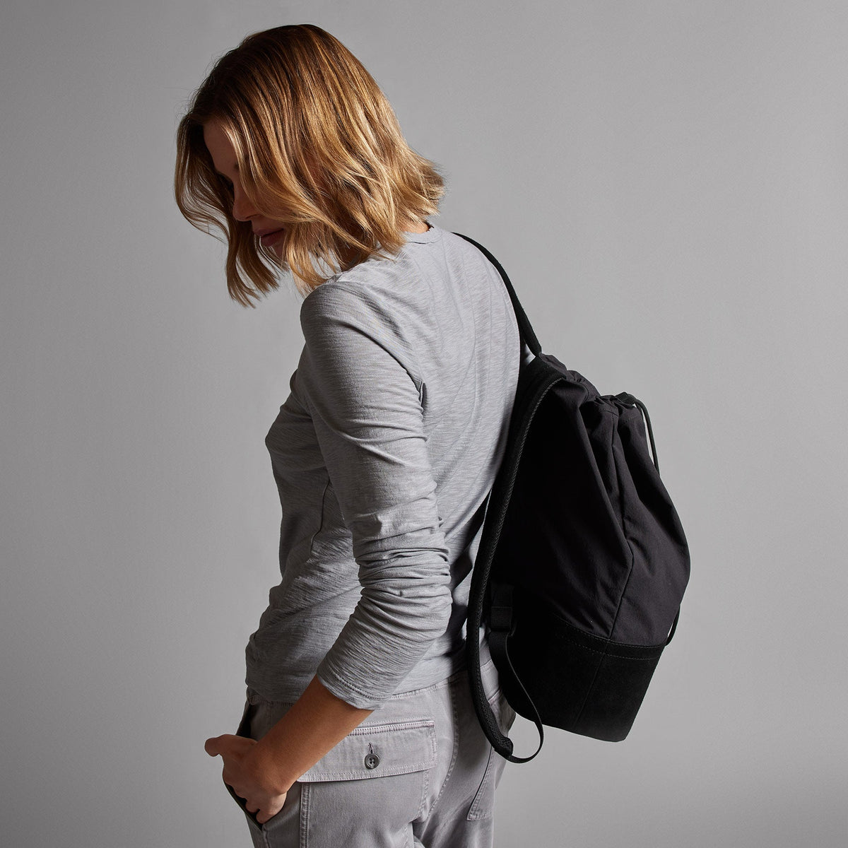 Sheer Slub Long Sleeve Crew in Breeze | James Perse Los Angeles